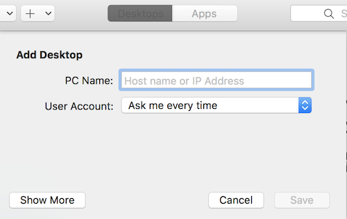 MacOS Microsoft Remote Desktop Add Desktop