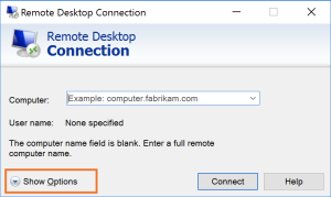 RDP program show options feature