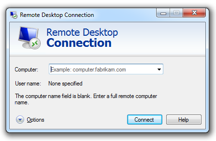 WIndows 7 Remote Desktop Connection IP